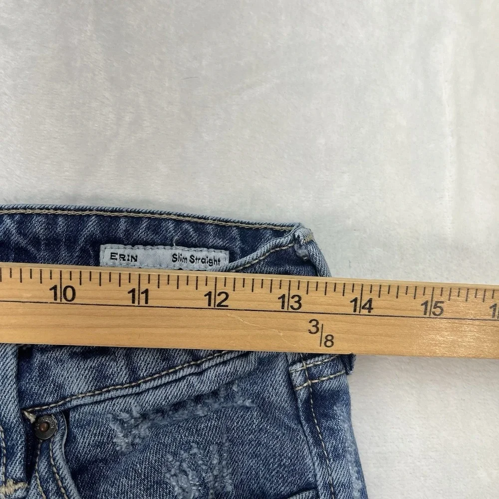 Dear John Erin Slim Straight Jeans Womens 25 Medium Wash Denim Distressed